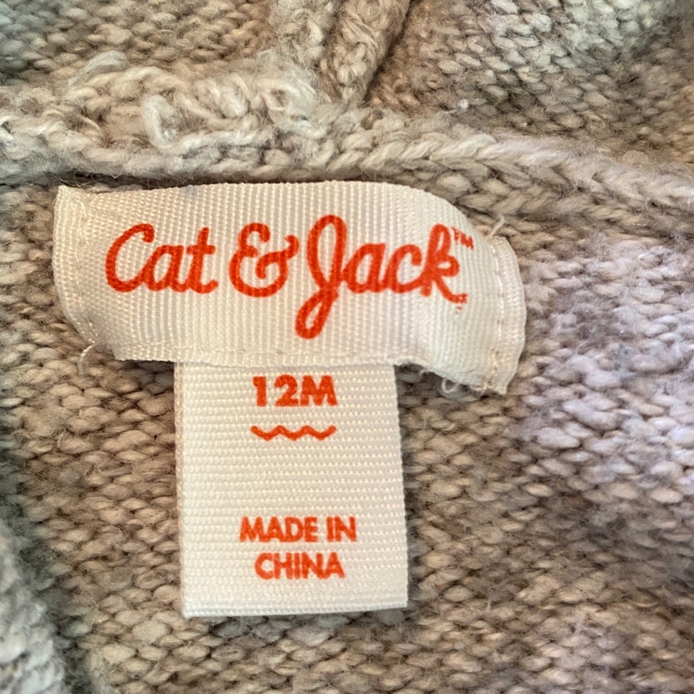 Cat & Jack Gray and Black animal Hooded sweater - Picture 2 of 2